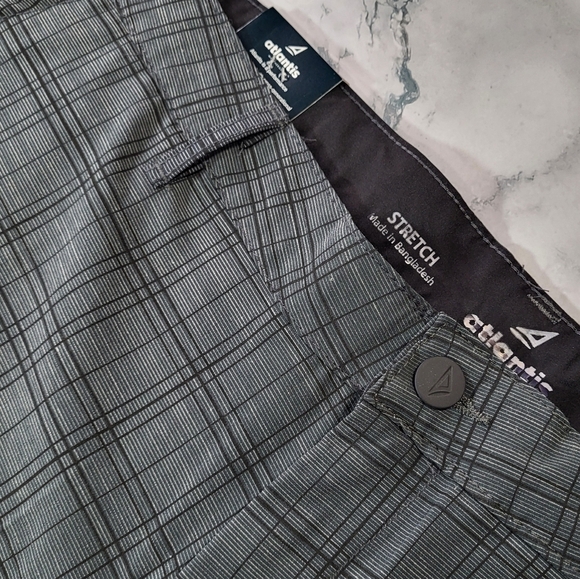 NEW Men's BIG & TALL Hybrid Performance Shorts by ATLANTIS, gray plaid, Summer - Picture 5 of 8